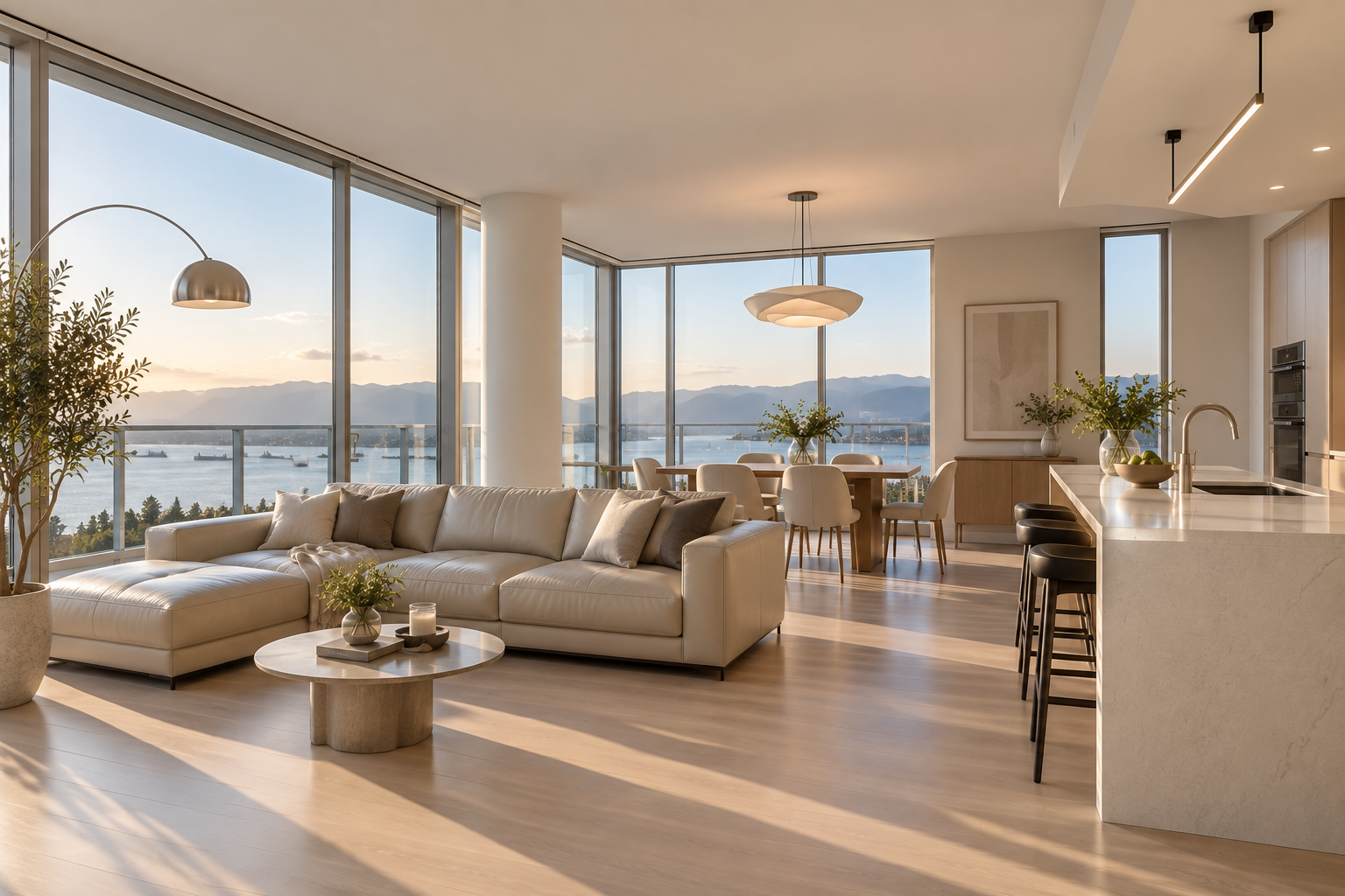 Bright, freshly cleaned open-plan home
